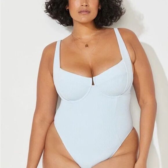 Swimsuits For All Camille Kostek She's Iconic Underwire One Piece Baby Blue 2XL - Picture 1 of 12